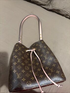 Louis Vuitton Brown Monogram Shoulder Bag with Pink Trim